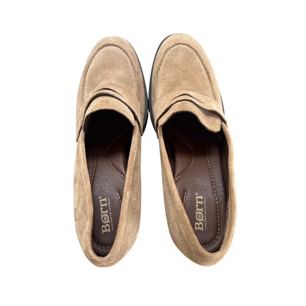 Born Holliston Loafer Heels in Tan Brown Suede Size 10 Chunky y2k - Picture 2 of 8